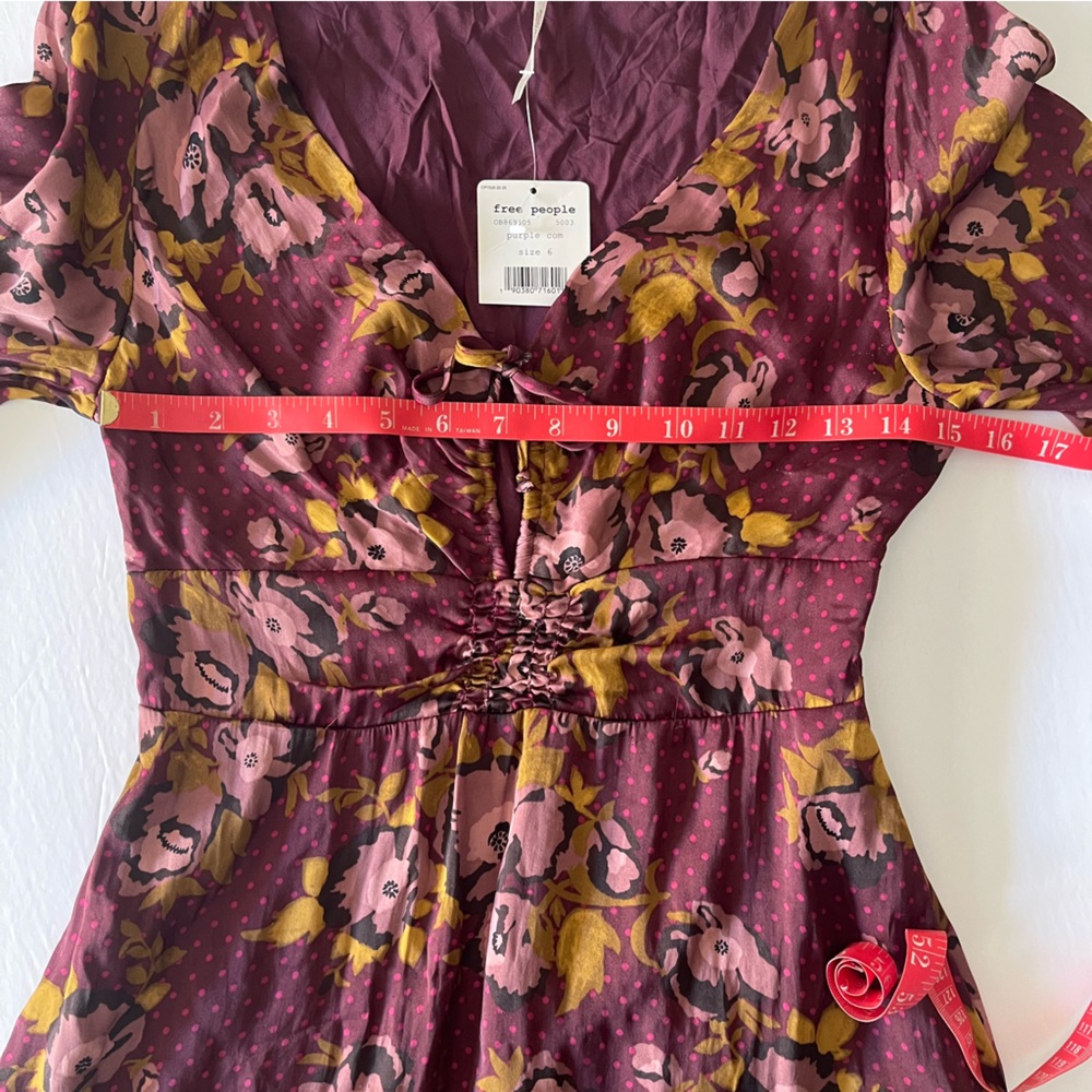 Free People Morning Light Purple Floral Combo Dress Size 6 NWT Boho Bohemian - Picture 11 of 15
